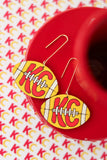 Handcrafted Wood Earrings- Yellow KC Football