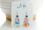 Handcrafted Polymer Clay Earrings- Gemtone Color Block Mix