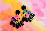 Handpainted Polymer Clay Earrings- Gemtone Color Block Frills