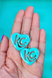 Handcrafted 3D Printed Earrings- Teal KC Heart