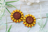 Handcrafted Wood Earrings- Flower Seven