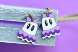 Handcrafted Wood Earrings- Pretty in Purple Ghost