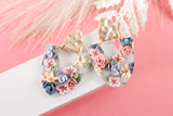 Handcrafted Polymer Clay Earrings- Springtime Floral Grays