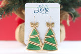 Handcrafted Polymer Clay Earrings- Green Holiday Tree