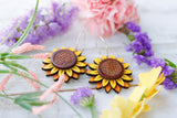 Handcrafted Wood Earrings- Flower Seven
