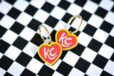 Handcrafted Wood Earrings- KC Heart Hoop Charms