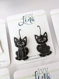 Handcrafted Polymer Clay Earrings- Black Cats