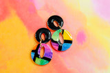 Handpainted Polymer Clay Earrings- Gemtone Color Block Circles