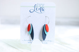 Handcrafted Polymer Clay Earrings- Teal & Red