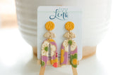 Handcrafted Polymer Clay Earrings- Purple Autumn Long Arches