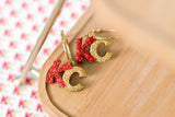 Handcrafted Wood Earrings- KC Hoop Glitter Charms