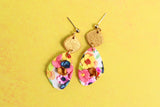 Handcrafted Polymer Clay Earrings- Golden Gem