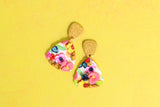 Handcrafted Polymer Clay Earrings- Golden Gem