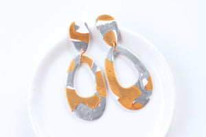 Handcrafted Polymer Clay Earrings- Silver & Gold