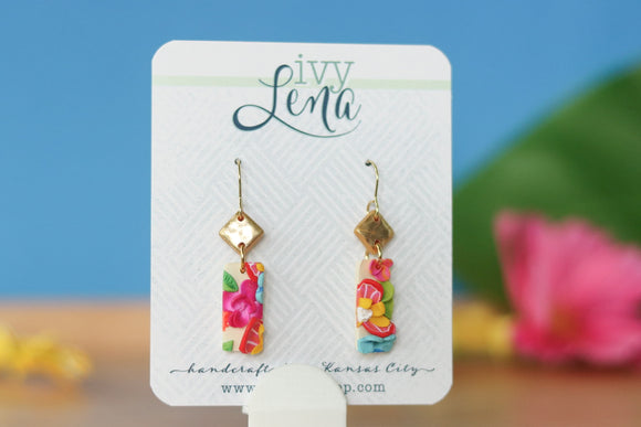 Handcrafted Polymer Clay Earrings- Fuchsia Floral