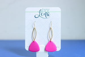 Handcrafted Polymer Clay Earrings- Fuchsia Fun Triangle