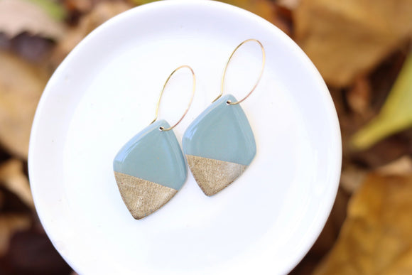 Handcrafted Polymer Clay Earrings- Sage & Gold