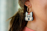 Handcrafted Wood Earrings- KC Wolf Hoop Charms