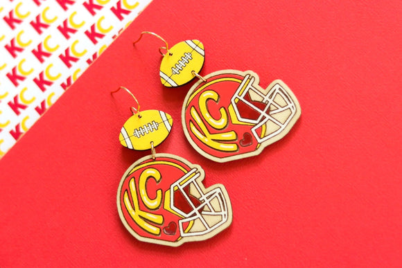 Handcrafted Wood Earrings- KC Helmet