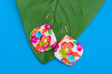 Handcrafted Polymer Clay Earrings- Fuchsia Floral