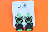 Handcrafted Wood Earrings- Black Cats