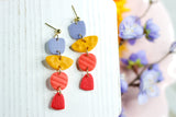 Handcrafted Polymer Clay Earrings- Warm Fall Stacked Shapes