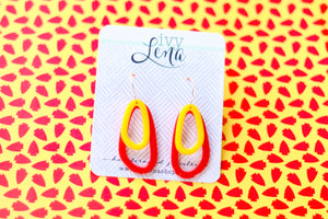 Handcrafted 3D Printed Earrings-Red and Yellow