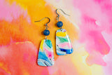 Handcrafted Polymer Clay Earrings- Gemtone Color Block Mix