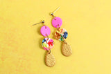 Handcrafted Polymer Clay Earrings- Golden Gem