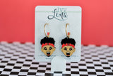 Handcrafted Wood Earrings- Pat Hoop Charms