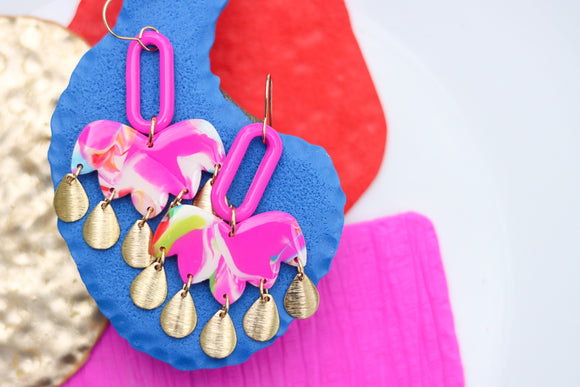 Handcrafted Polymer Clay Earrings- Fuchsia Fun