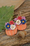 Handcrafted Polymer Clay Earrings- Floral Pumpkin