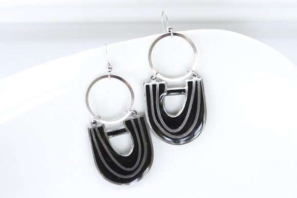 Handcrafted Polymer Clay Earrings- Black and Gold – Ivy Lena