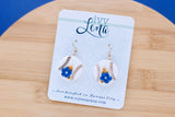 Handcrafted Polymer Clay Earrings- Floral Baseball