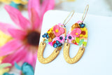 Handcrafted Polymer Clay Earrings- Golden Gem