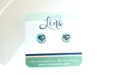 Handcrafted Wood Stud Earrings- Light Blue KC Circles
