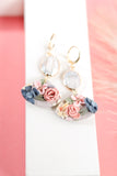 Handcrafted Polymer Clay Earrings- Springtime Floral Grays