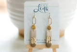 Handcrafted Polymer Clay Earrings- Taupe & Gold