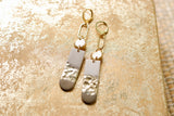 Handcrafted Polymer Clay Earrings- Taupe & Gold