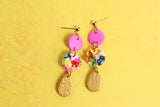 Handcrafted Polymer Clay Earrings- Golden Gem