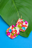 Handcrafted Polymer Clay Earrings- Fuchsia Floral