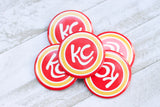 Round Pin-Back Button- Red & Yellow KC
