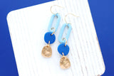 Handcrafted Polymer Clay Earrings- Blue & Gold