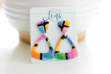 Handpainted Polymer Clay Earrings- Gemtone Color Block Triangles