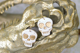 Handcrafted Polymer Clay Earrings- Golden Eye Skulls