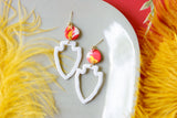Handcrafted Polymer Clay Earrings-White Arrowhead