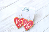 Handcrafted Wood Earrings- Rustic KC Heart