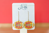 Handcrafted Wood Earrings- Yellow KC Football