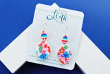 Handcrafted Polymer Clay Earrings- Vibrant Floral