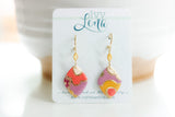 Handcrafted Polymer Clay Earrings- Purple Autumn Diamond Shape